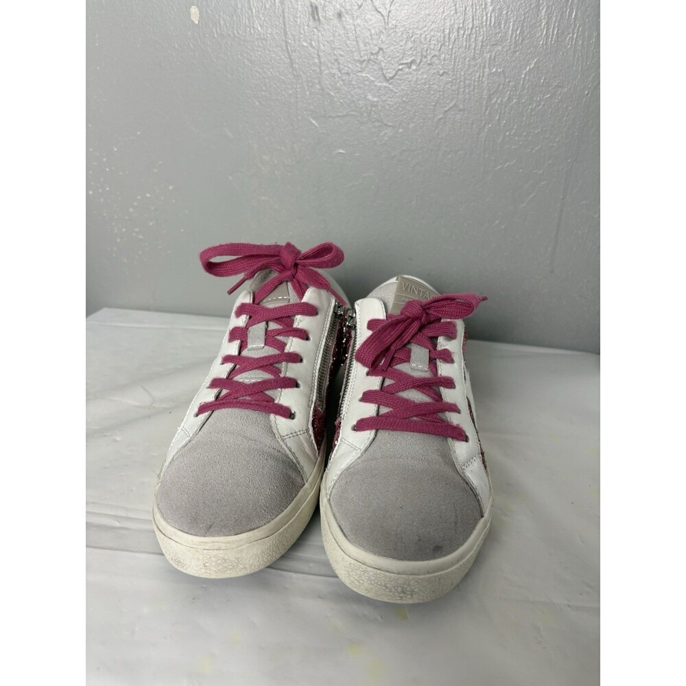 Vintage Havana Pink  Glitter White Star Pink Laces Sneakers Girls Sz 6 CUTE - Picture 2 of 9